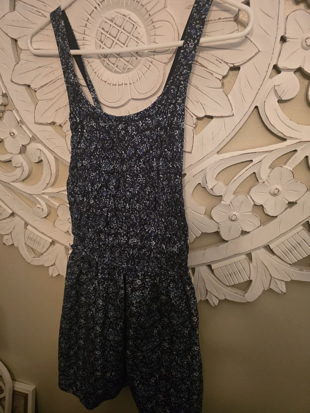 Free People Petunia Mini Dress in a blue and navy ditsy floral print